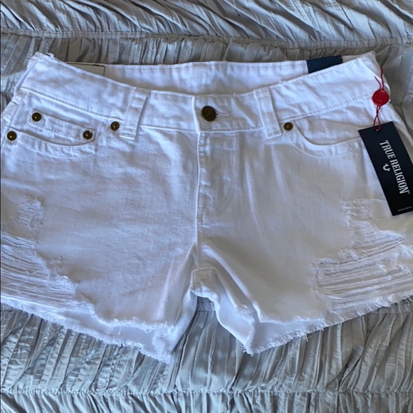 all white true religion shorts